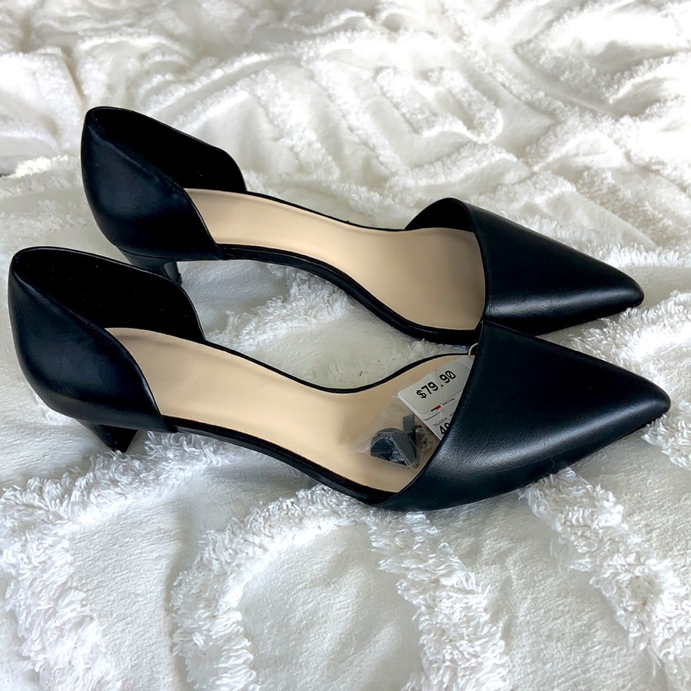 NEW w/ TAGS ZARA SHOES BLACK LOW HEELS POINTY TOE PUMPS US 9 EURO 40 NWT